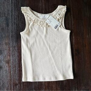 H&M Beige Ruffle Trim Tank Top